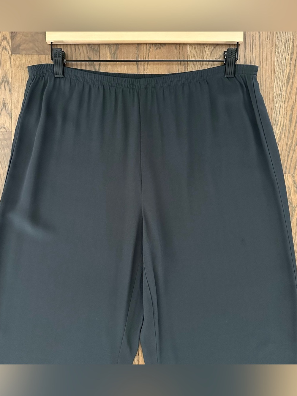 Eileen Fisher High Waist Wide Leg Silk Georgette Pant in Dark Blue Grey Small - Picture 4 of 10